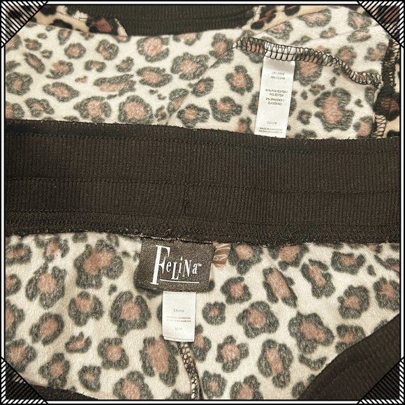 FELINA Velour/Fleece Cheetah Print Pajama Set - Size M - Picture 10 of 11